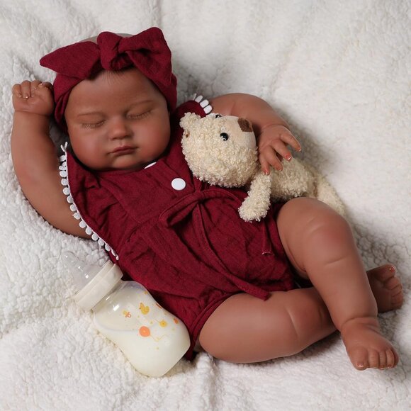 Reborn Baby Dolls Black 20 Inch Lifelike Soft Body Realistic Newborn Baby Doll - Picture 4 of 8